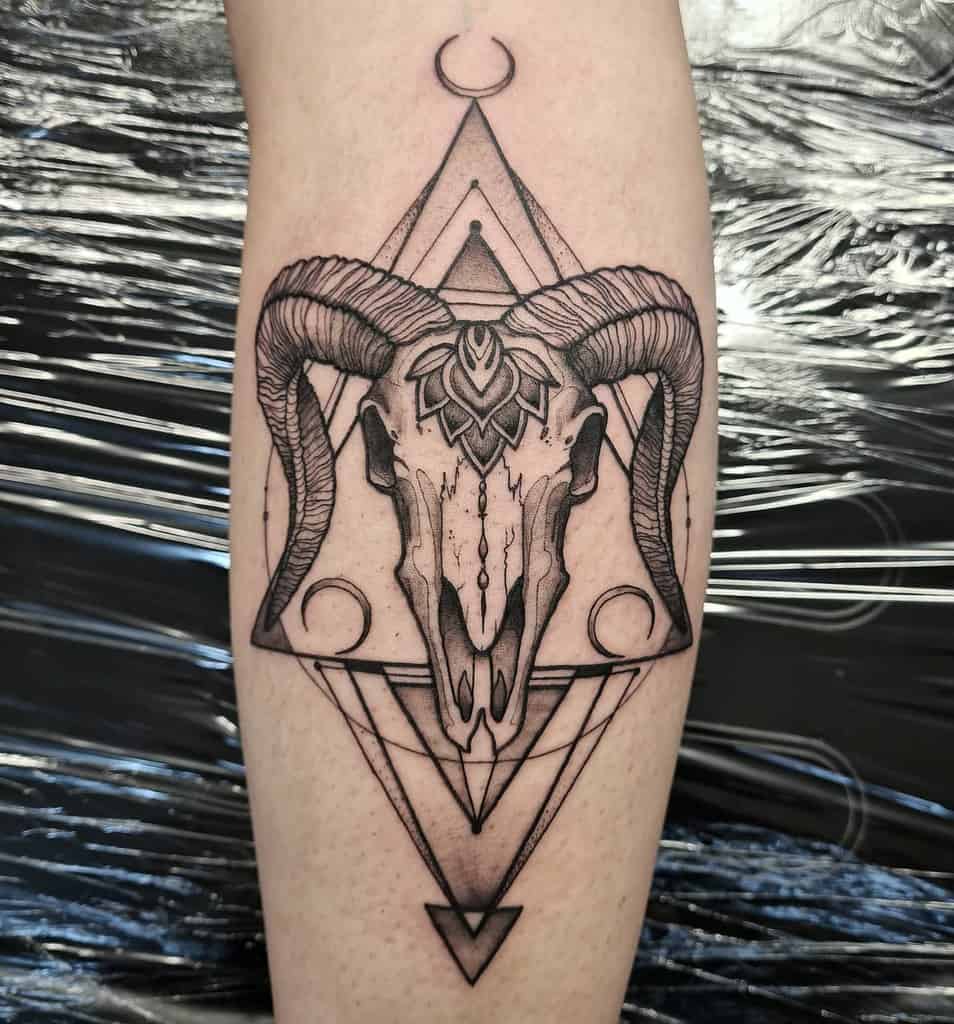 geometric ram skull tattoo cosmic.aurora.tattoos
