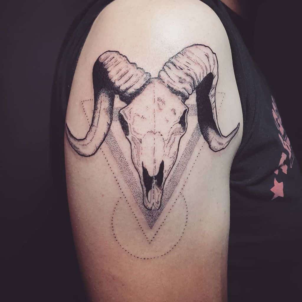 geometric ram skull tattoo patrickjasonmusic