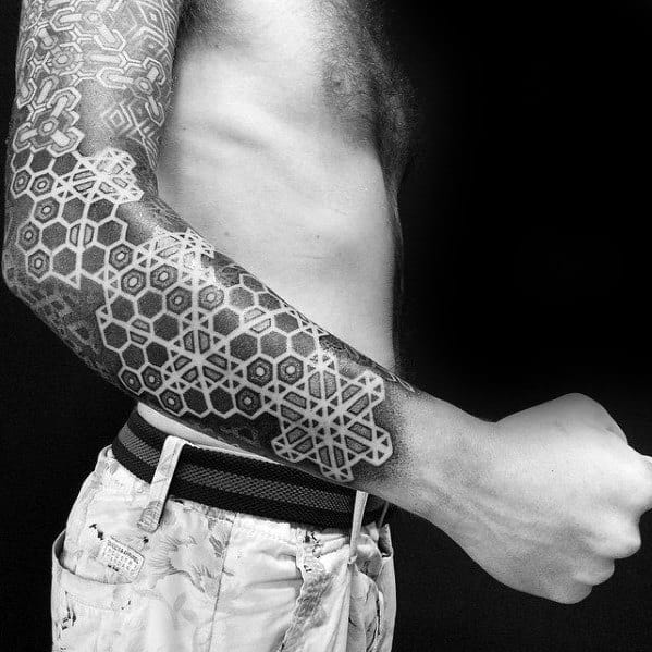 Geometric Sleeve Tattoo Design On Man