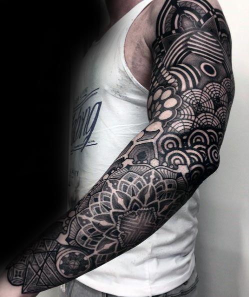 Geometric Sleeve Tattoo Ideas On Guys