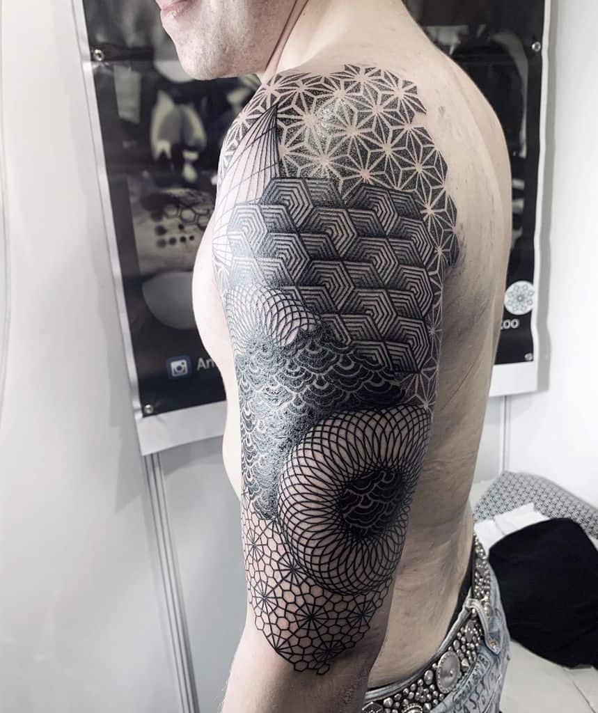 geometric upper arm tattoos for men annaitaca