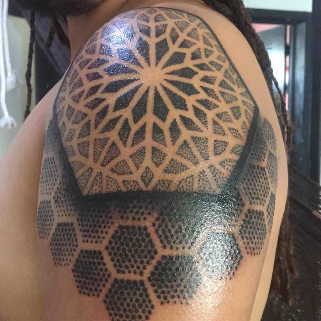 geometric upper arm tattoos for men megamiike