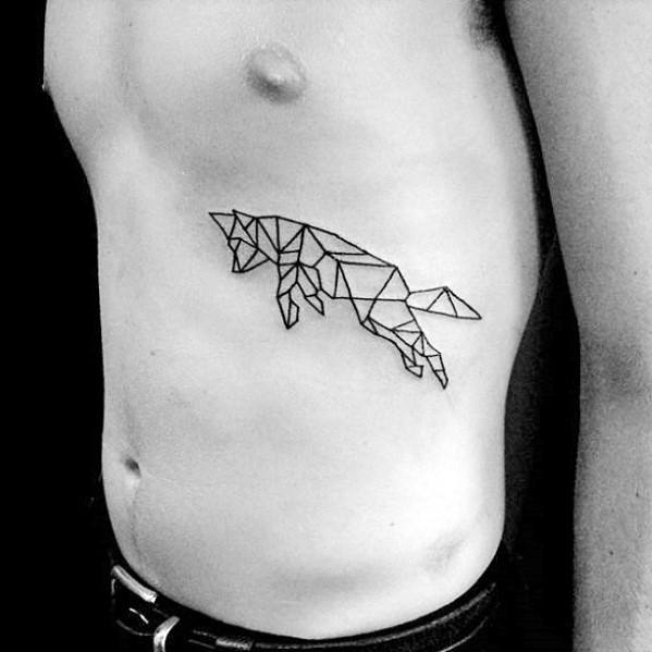 Geometric Wolf Guys Simple Side Of Chest Tattoos
