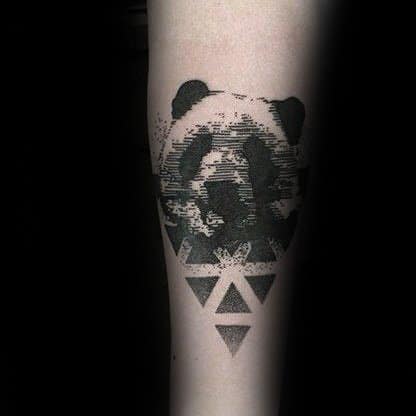 Geometrical Abstract Panda Male Tattoo Design Inspiration
