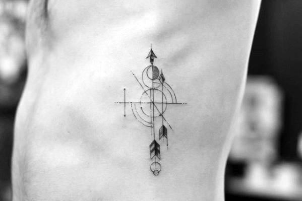 Geometrical Guys Simple Rib Cage Side Arrow Shapes Tattoos