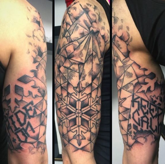 Geometrical Snowflake Mens Half Sleeve Tattoo