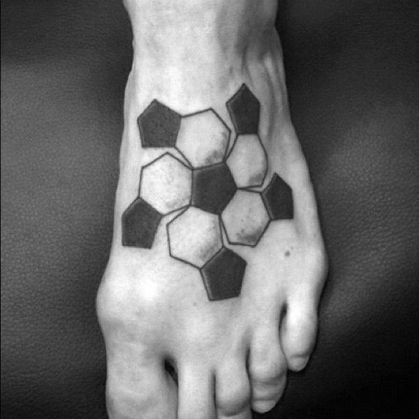 Geometrical Soccer Mens Foot Tattoos