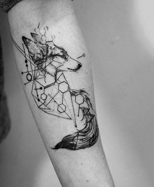 Geomterics And Fox Tattoo Guys Forearms
