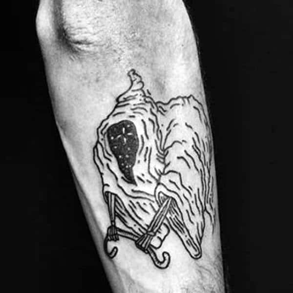 Ghoul Riding Invisible Bicycle Tattoo For Men On Forearms