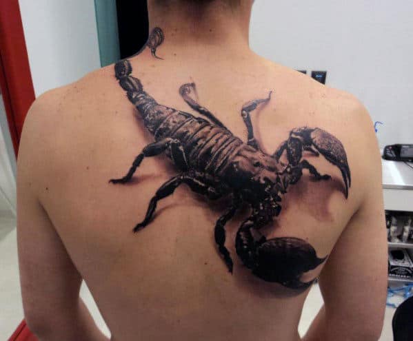 Giant 3d Scorpion Mens Back Tattoo