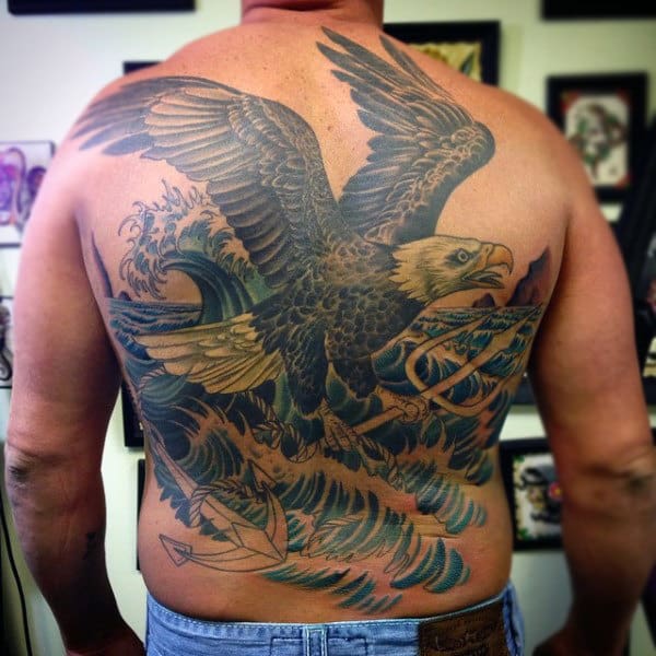 Giant Bald Eagle Tattoo Males Full Back