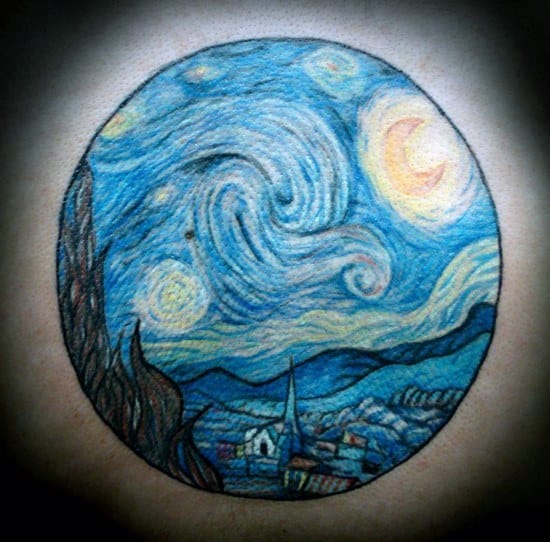 Giant Circle Vincent Van Gogh Mens Back Tattoos
