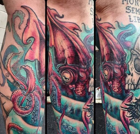 Giant Squid Mens Kraken Forearm Sleeve Tattoos