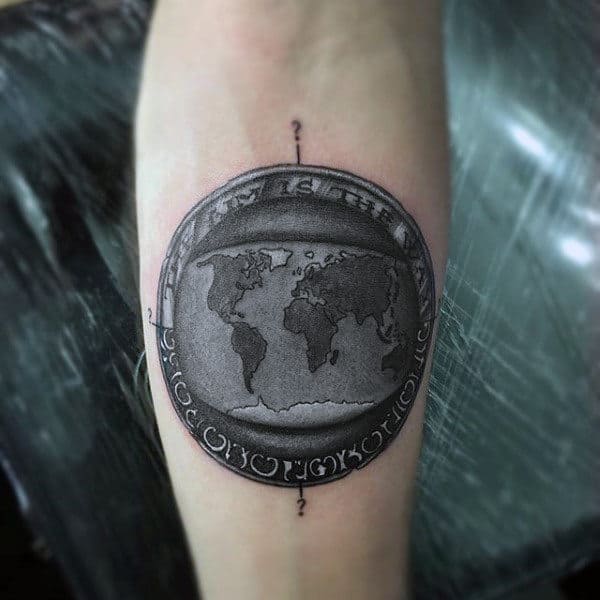 Globe Inner Forearm Traveling Tattoos For Guys