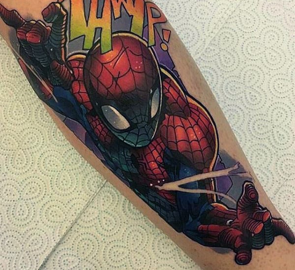 Glorious Spiderman Tattoos Male Forearm Ideas
