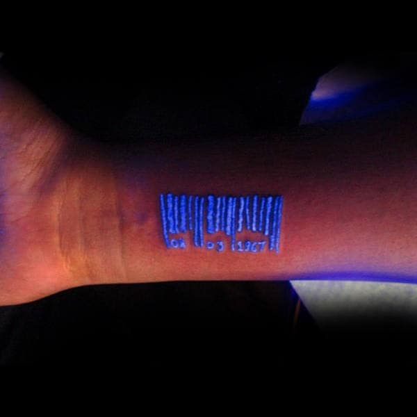 Glow In The Dark Uv Ink Barcode Mens Wrist Tattoo