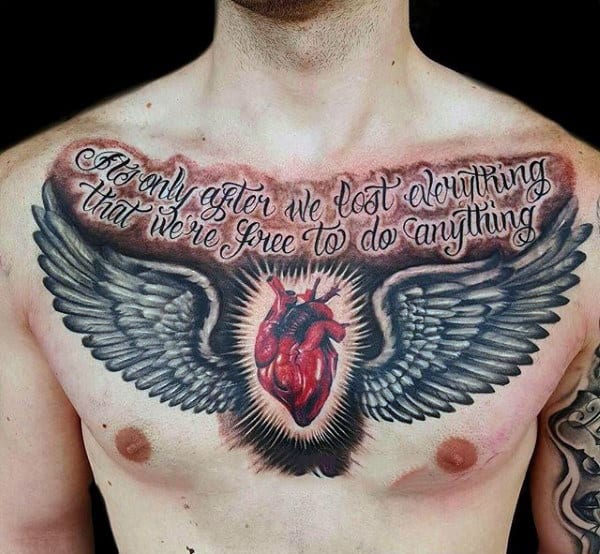Blue Cross and Wings Chest Temporary Tattoo Realistic Angel Wings Heart  Click for More Details Back Tattoo Crafting Supply - Etsy
