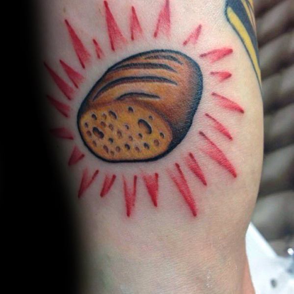 Glowing Loaf Of Bread Tattoos For Men