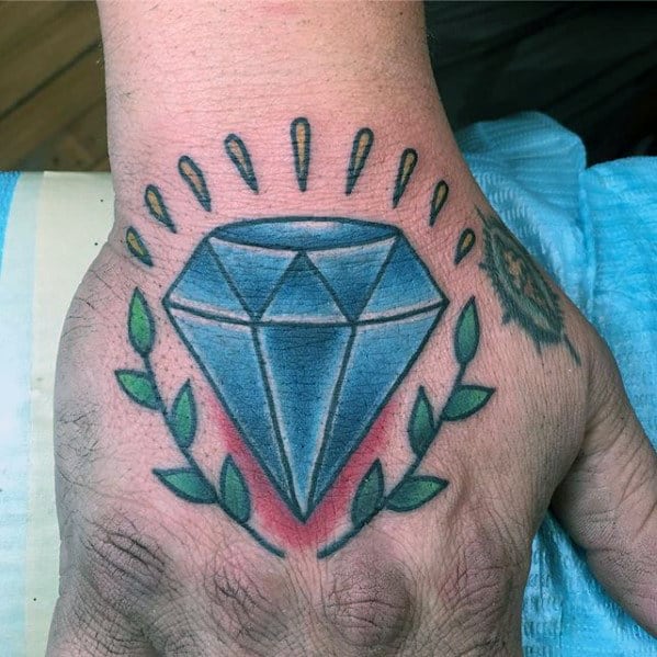 Glowing Traditional Mens Hand Tattoos