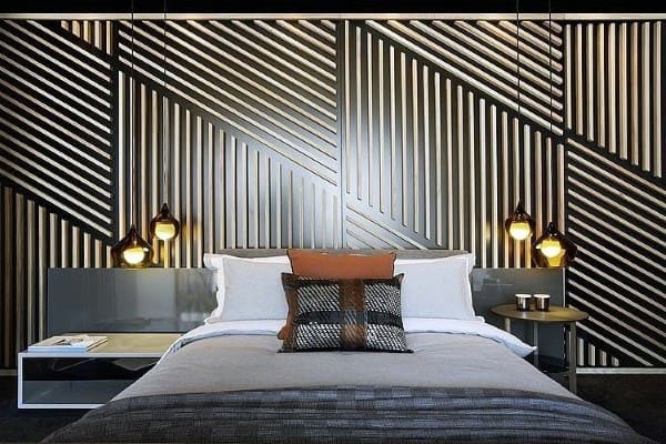 gold and black bedroom headboard 