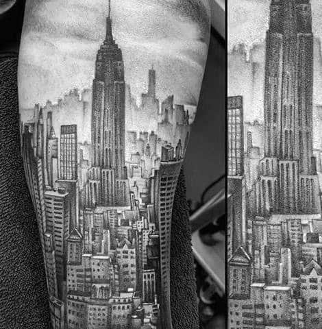 empire state building silhouette tattoo