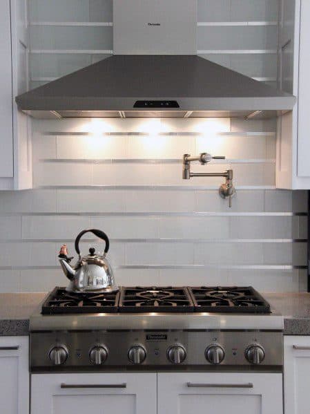 Good Ideas For Metal Backsplash Subway Tile With Stainless Steel Dividers
