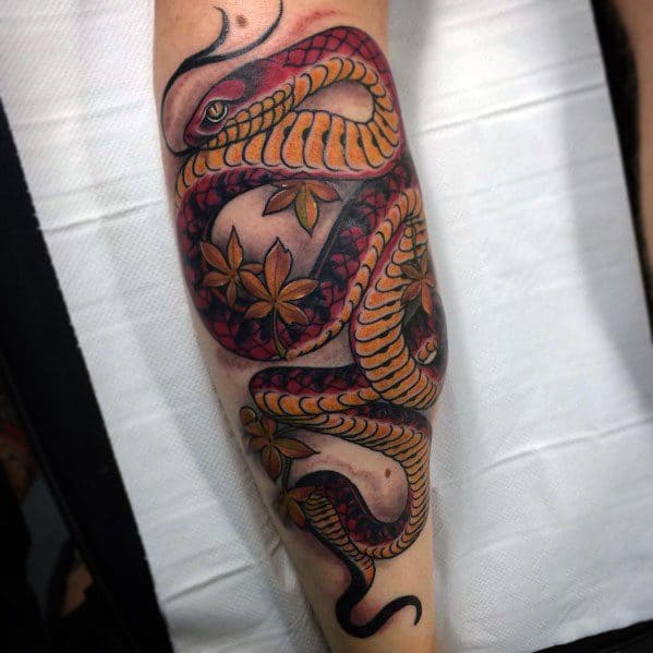 Good Neo Traditional Snake Tattoo Designs For Men