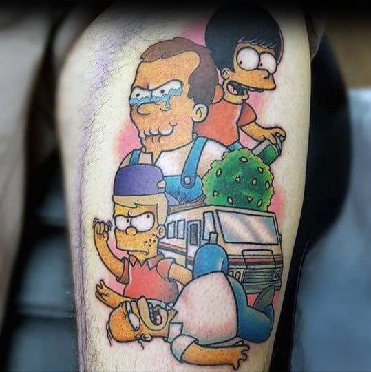 Good Simpsons Tattoo Designs For Men On Thigh
