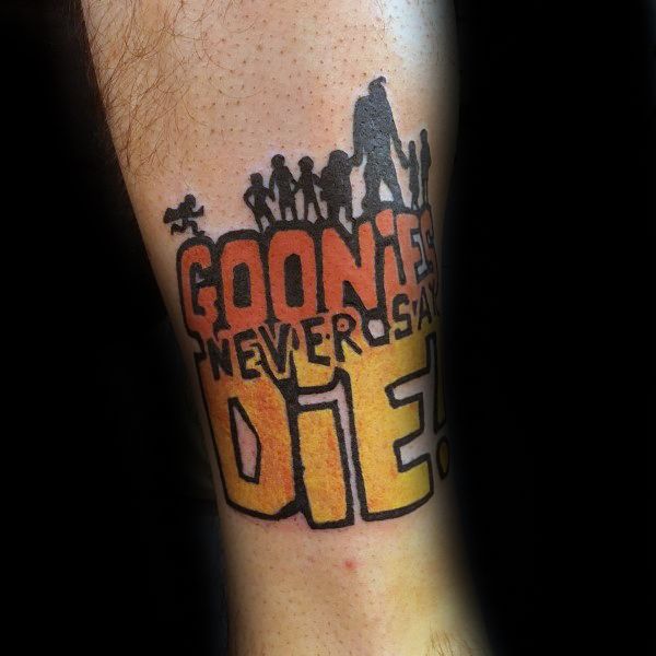 Goonies Never Say Die Male Lower Leg Tattoo Inspiration