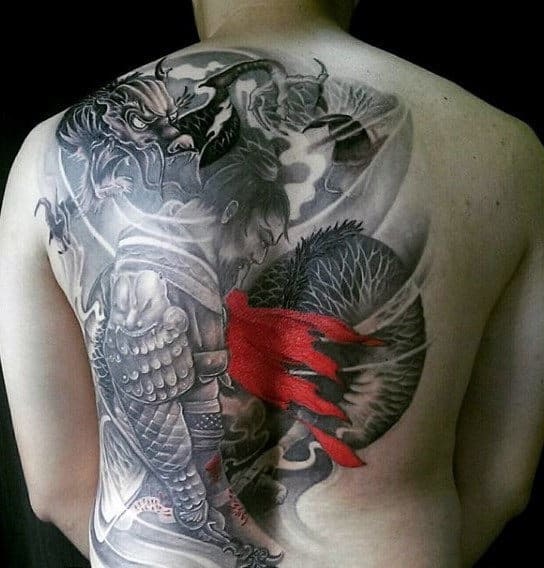 gorgeous-Samurai-warrior-tattoo-with-a-touch-of-red-guys-back