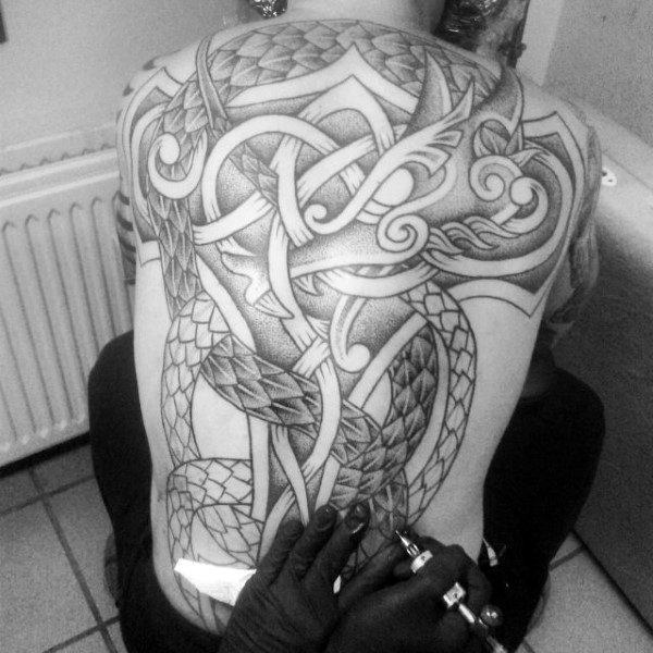 Shoulder Male Viking Boat Tattoos