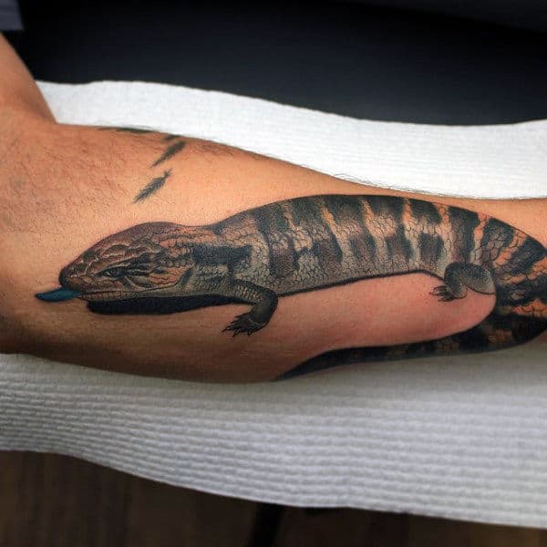 Graphic Salamander Tattoo For Guys Forearms