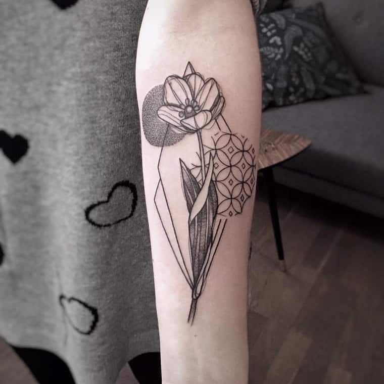 Graphic Tulip Tattoo
