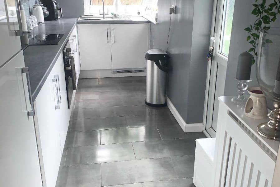 gray and white modern kitchen 