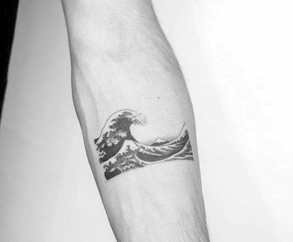 Great Wave Badass Small Mens Inner Forearm Tattoos