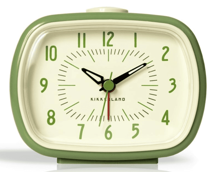 green retro alarm clock