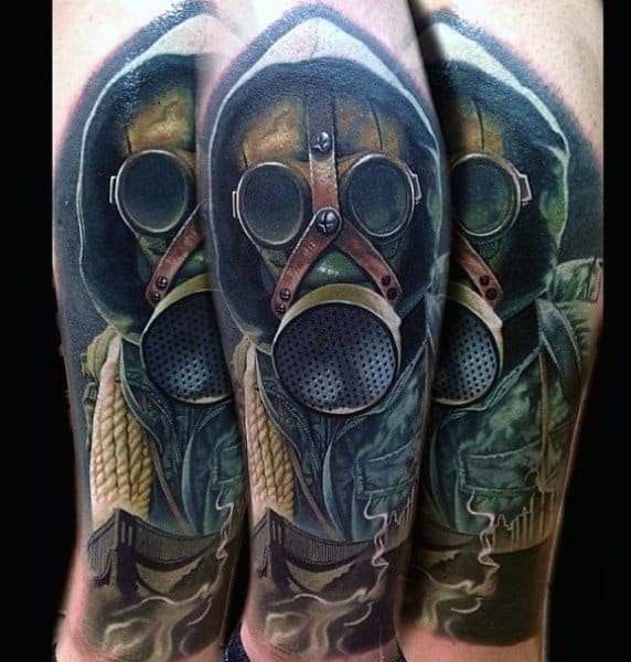 Green Chemical Gas Mask Tattoo For Guys