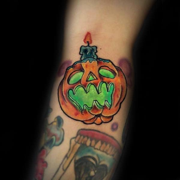 60 Pumpkin Tattoos For Men Jack O Lantern Design Ideas