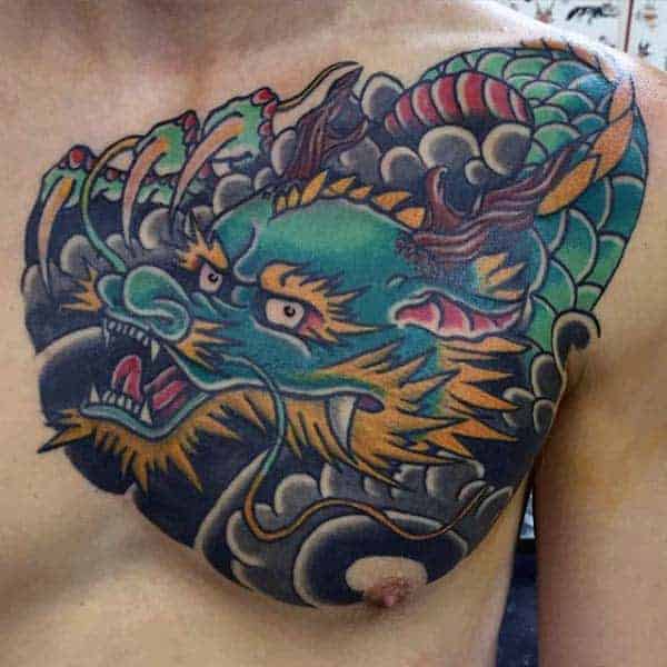 green-japanese-dragon-mens-upper-chest-tattoos