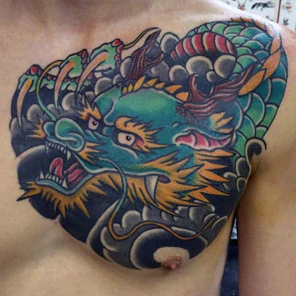 Japanese water dragon chest | Tattoo by Darko Groenhagen | Darko's Oneness