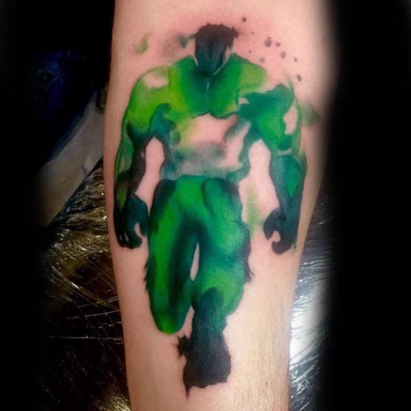 Green Painted Tattoo Hulk Male Forearms