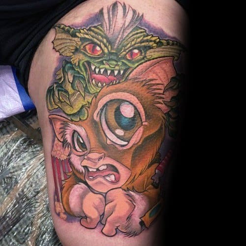 Gremlin Male Tattoos On Thigh
