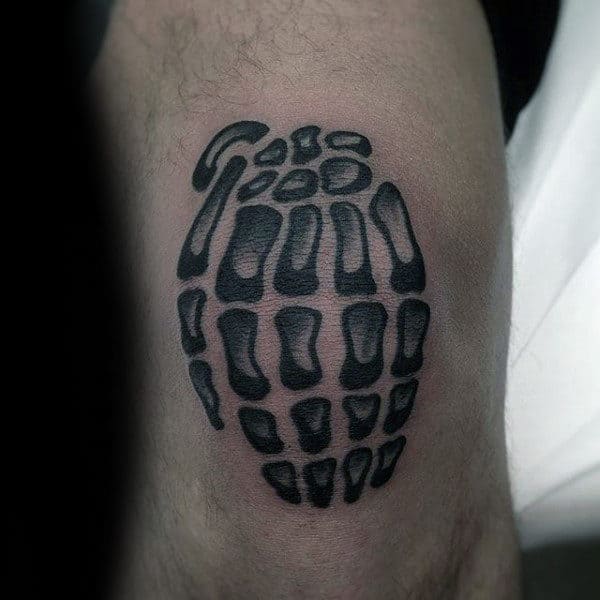 Grenade Skeleton Hand Mens Arm Tattoo Ideas