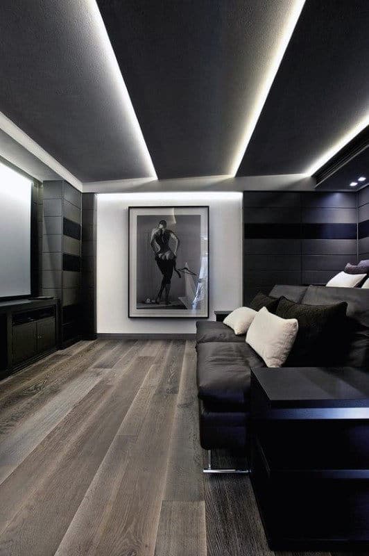 Grey And White Media Room Designs