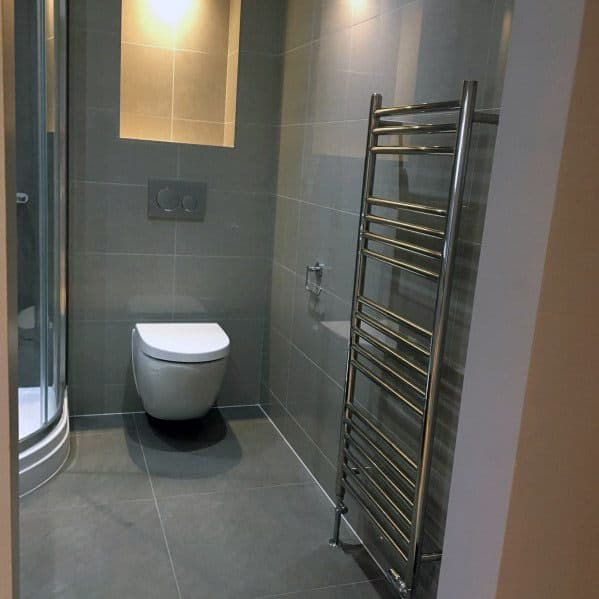 Grey Bathroom Tile Design Interior Ideas With Wall Hung Toilet