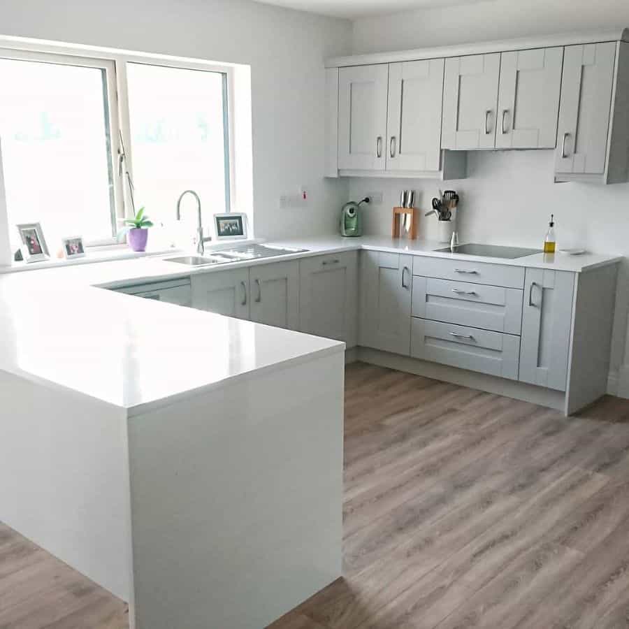 grey farmhouse kitchen vinyl wood flooring 