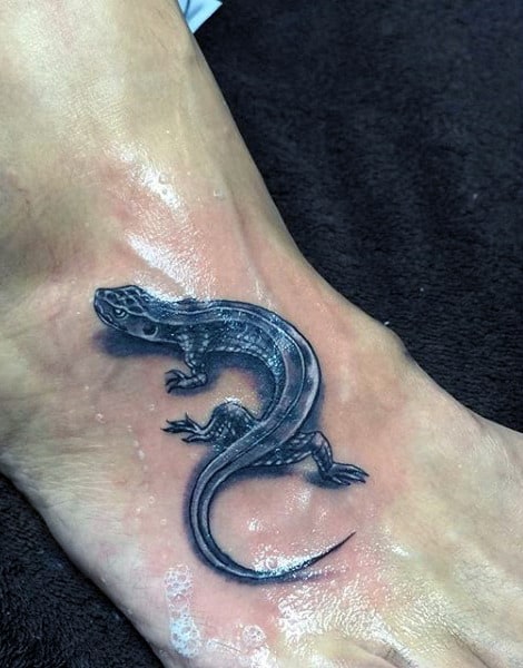 Grey Gecko Tattoo Males Foot
