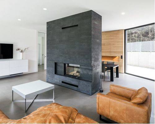 Grey Modern Concrete Fireplace Designs