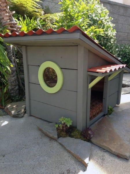 Grey Painted Cool Dog House Idea Inspiration