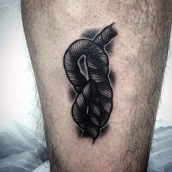 Grey Shaded Rope Tattoo Male Ankles